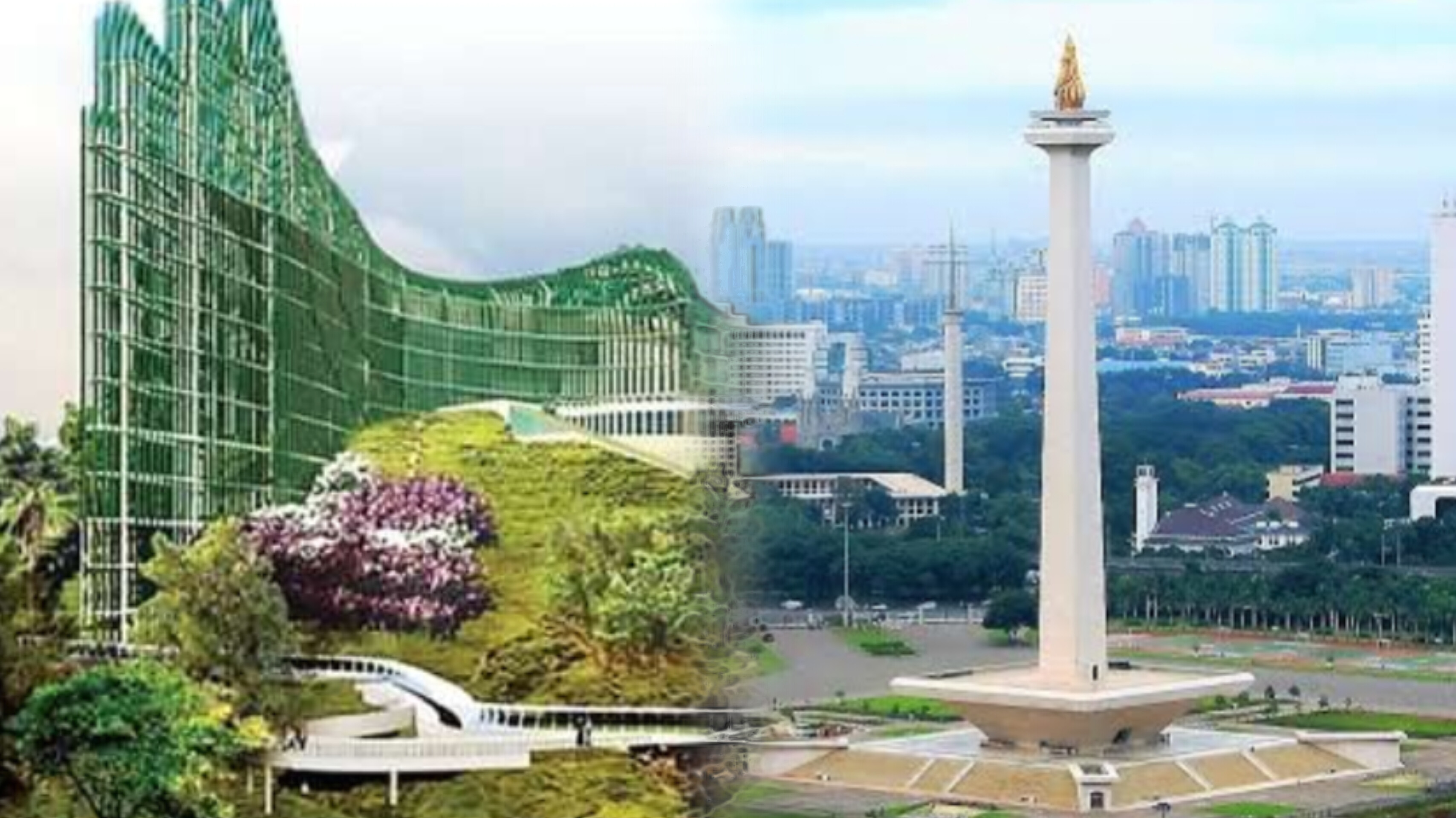 IKN dan Tugu Monas (Kolase)