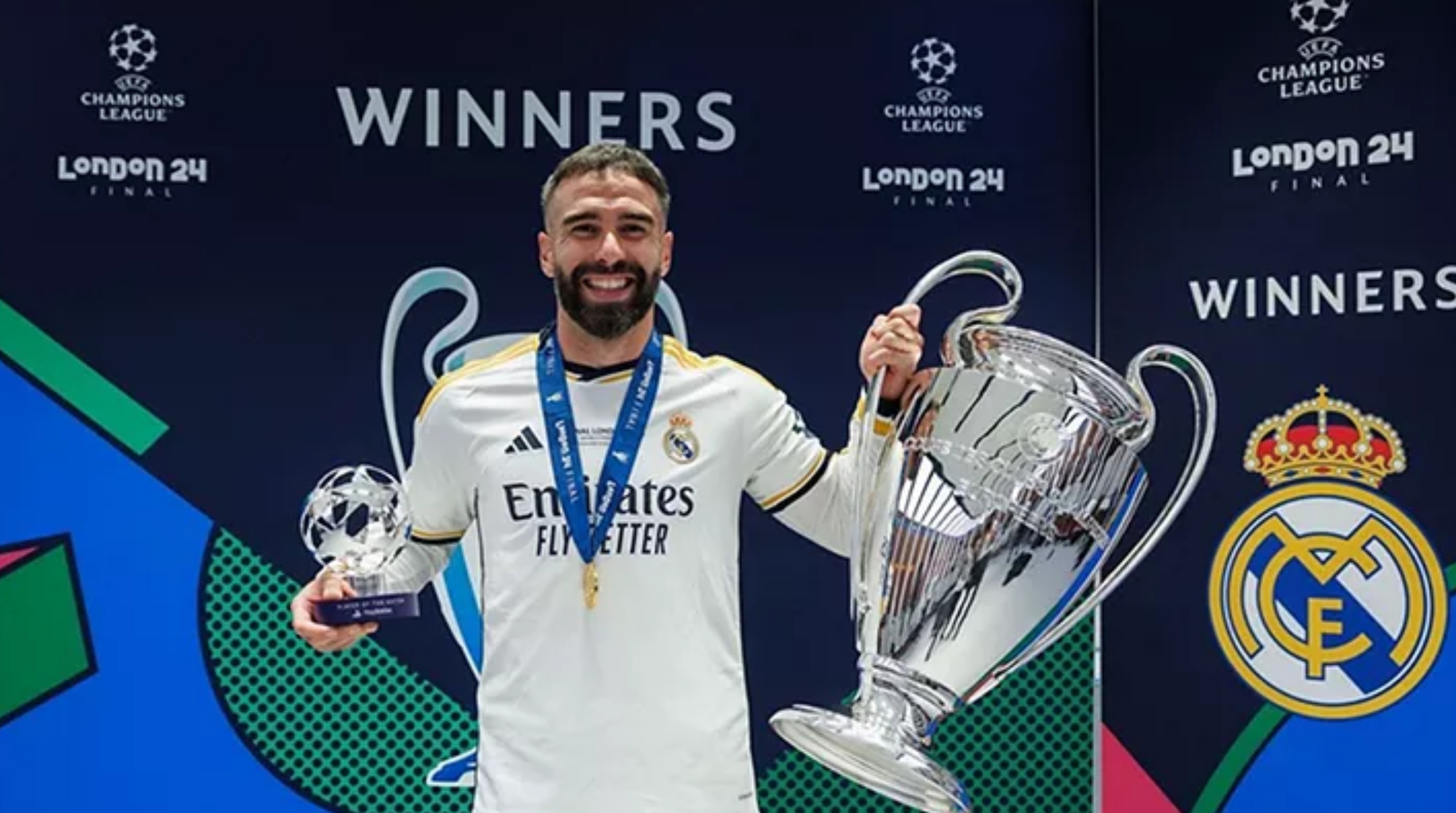 Dani Carvajal dan trofi Liga Champions (Real Madrid)