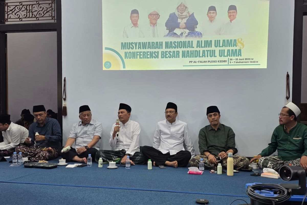 Rapat koordinasi Musyawarah Nasional dan Konferensi Besar Nahdlatul Ulama (Munas-Konbes NU) 2026 di Pondok Pesantren Al Falah, Desa Ploso, Kecamatan Mojo, Kabupaten Kediri, Jawa Timur pada Selasa, 16 Juni 2026. (IDNVoice/PWNU Jatim)