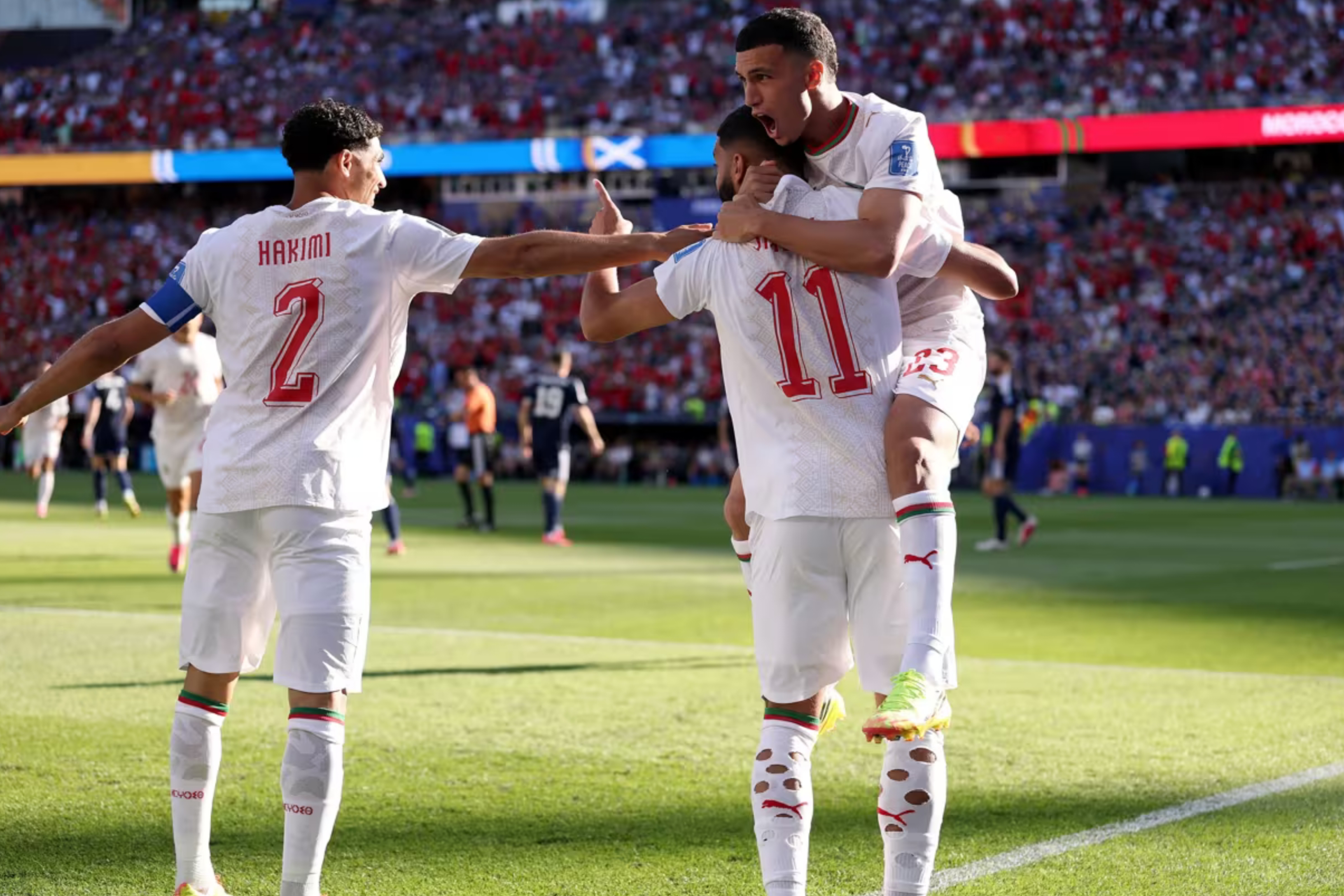 Gelandang Atlas Lions, Ismael Saibari, mencetak gol tercepat tim dalam sejarah Piala Dunia. (IDNVoice/FIFA)