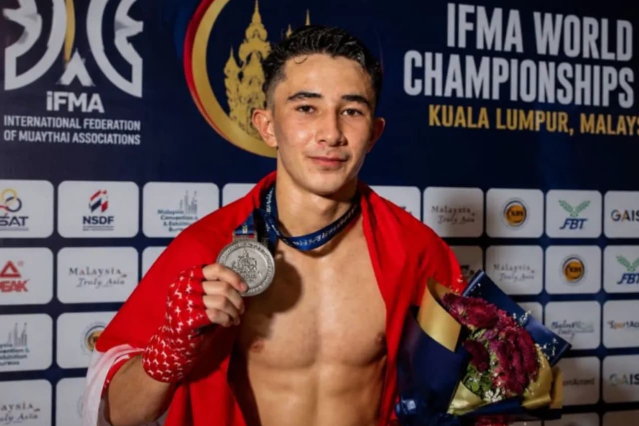 Elijah William Hinzman dalam Kejuaraan Dunia Muaythai IFMA atau IFMA World Championship 2026 di Kuala Lumpur, Malaysia. (IDNVoice/Humas KONI Pusat)