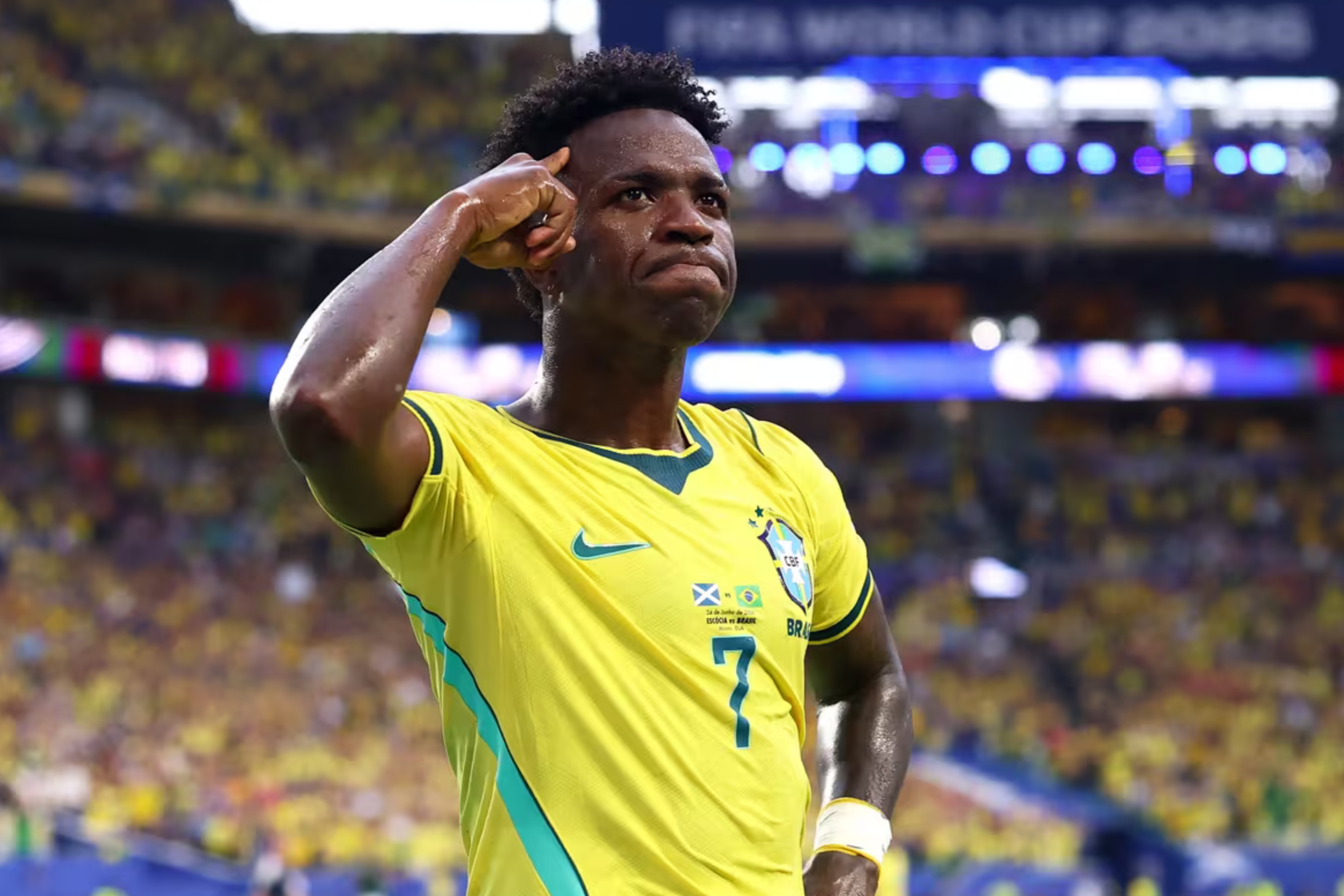 Dengan bantuan dua gol dari Vinicius Junior, Brasil mengamankan posisi puncak di Grup C dan membuat peluang lolos Skotlandia dalam tanda tanya. (IDNVoice/FIFA)