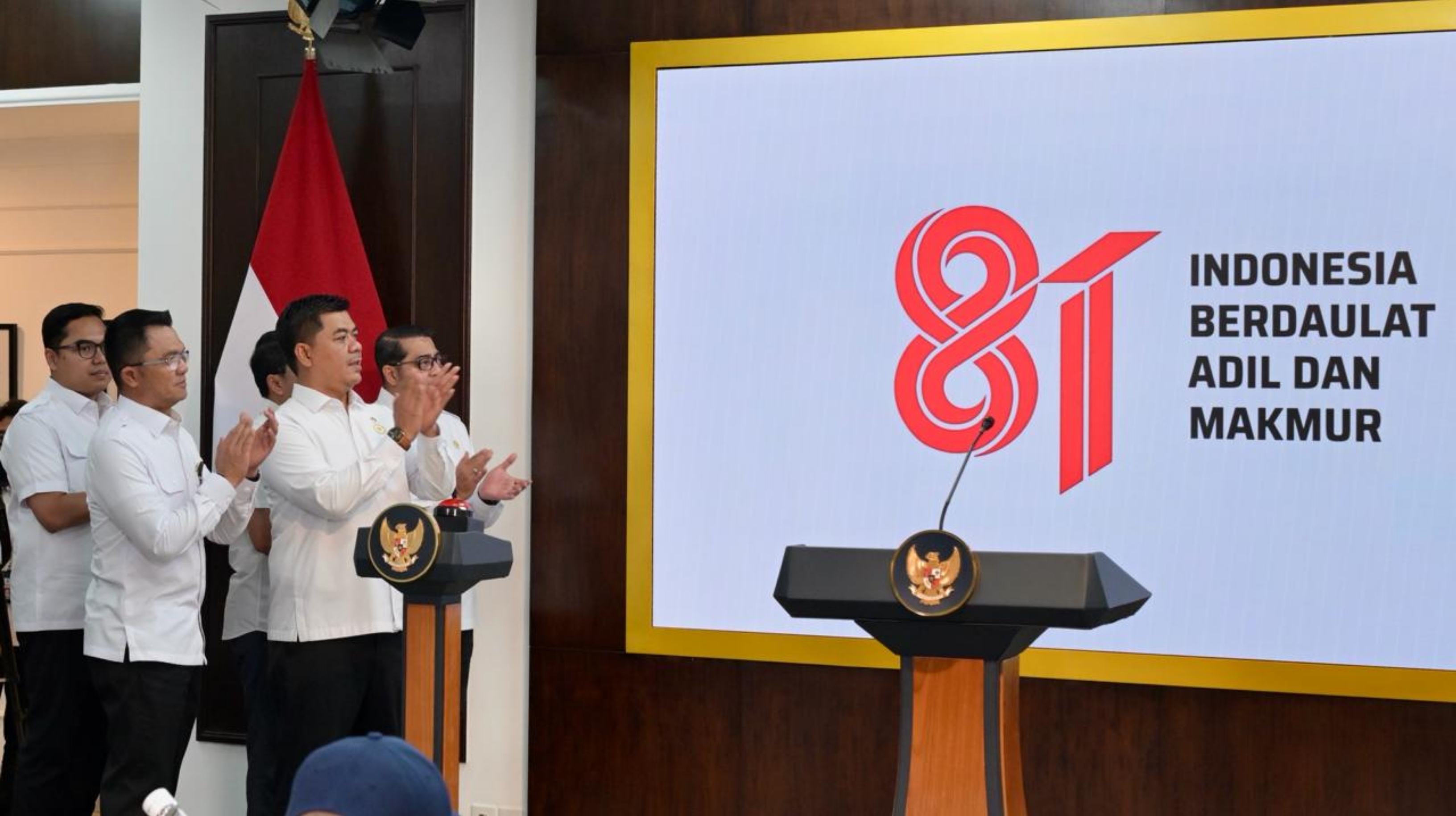 Pemerintah secara resmi meluncurkan logo dan identitas visual peringatan HUT ke-81 Kemerdekaan RI di Kompleks Istana Kepresidenan, Jakarta, pada Senin, 29 Juni 2026. (IDNVoice/BPMI Setpres)