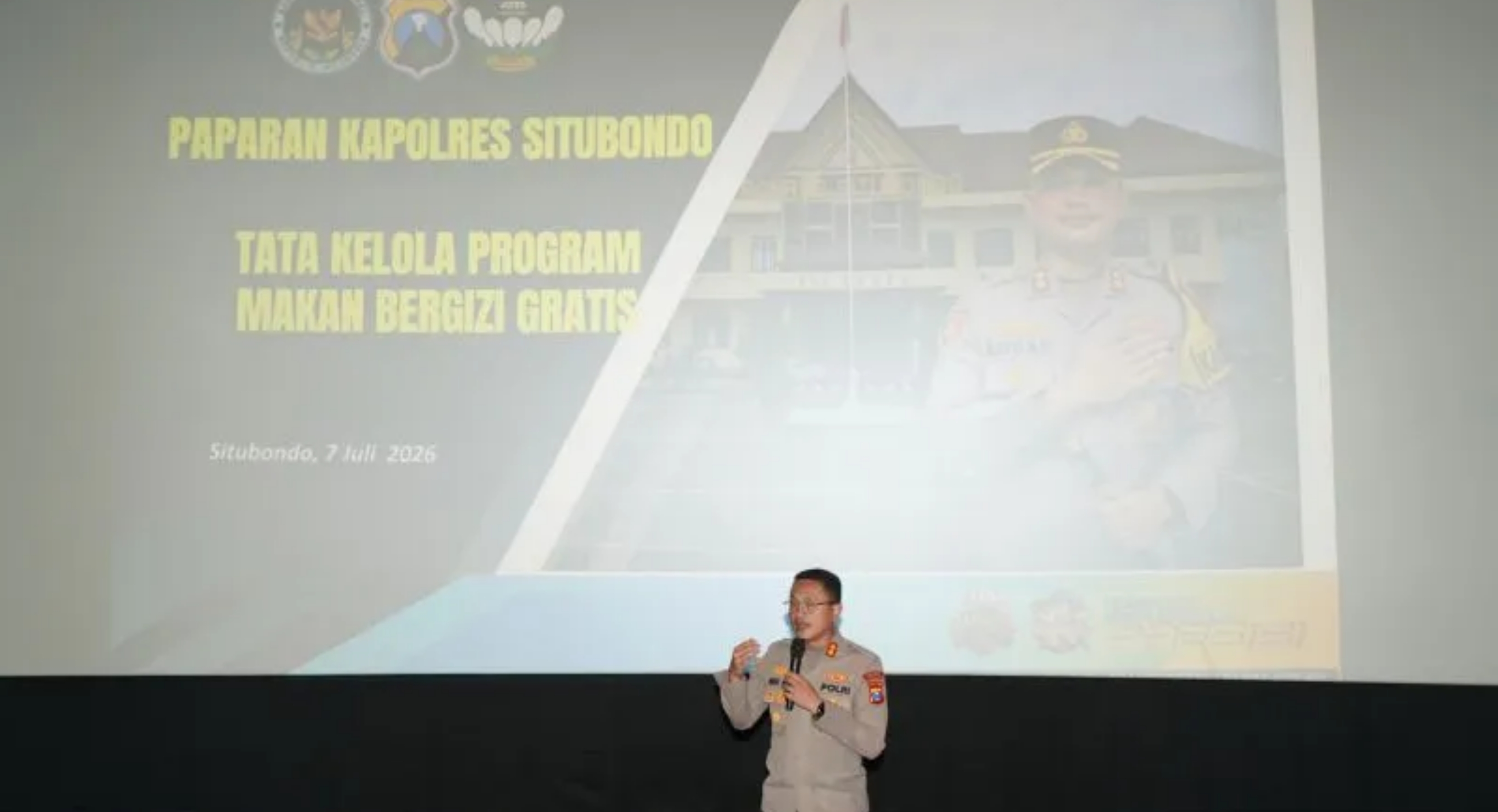 Kapolres Situbondo AKBP Bayu Anuwar Sidiqie saat peluncuran Sistem Informasi Makan Bergizi Gratis atau SIMBG. (IDNVoice/Polres Situbondo)