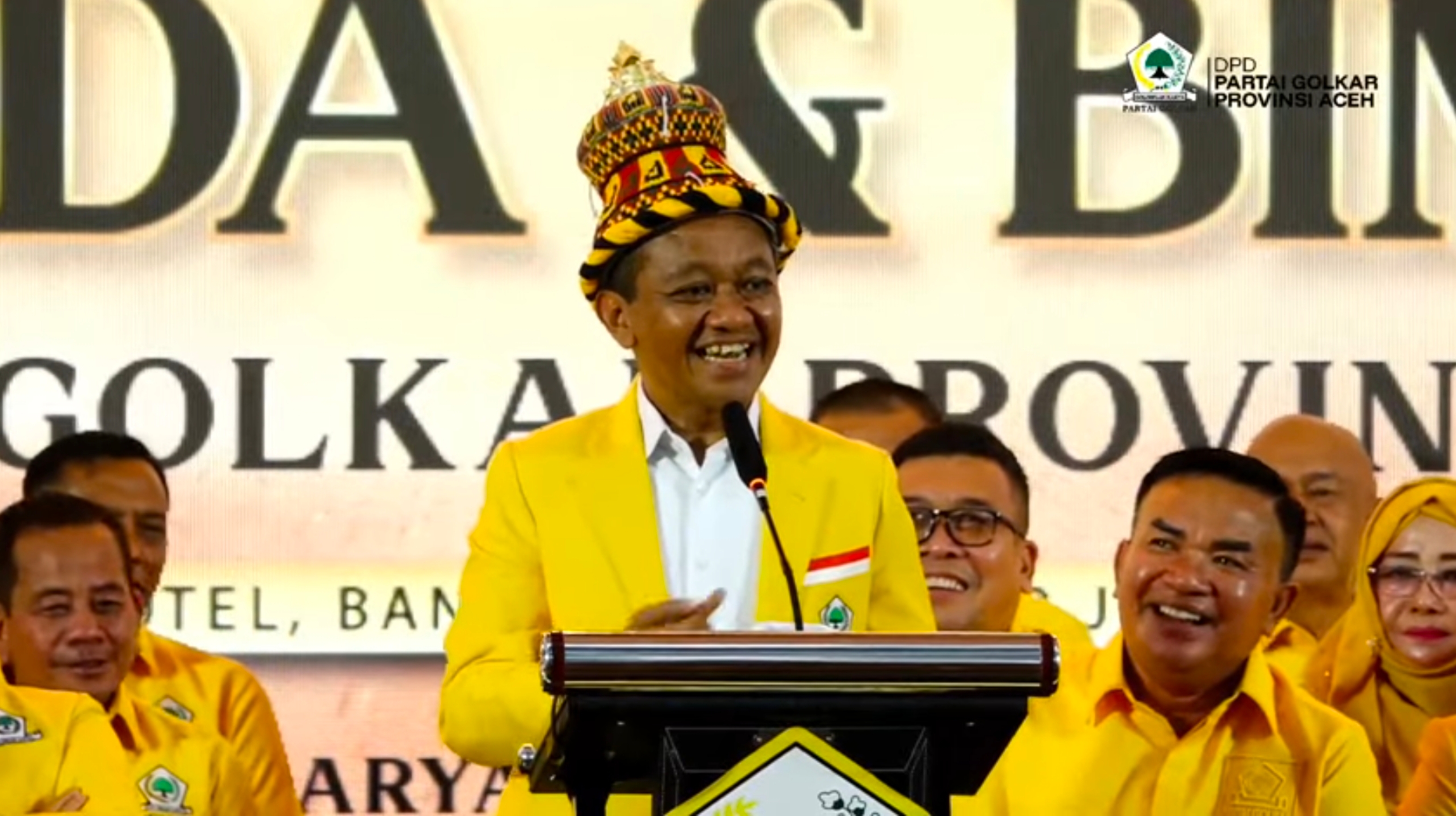 Tangkapan layar: Menteri Energi dan Sumber Daya Mineral (ESDM), Bahlil Lahadalia. (IDNVoice-YouTube-Golkar Aceh Official)