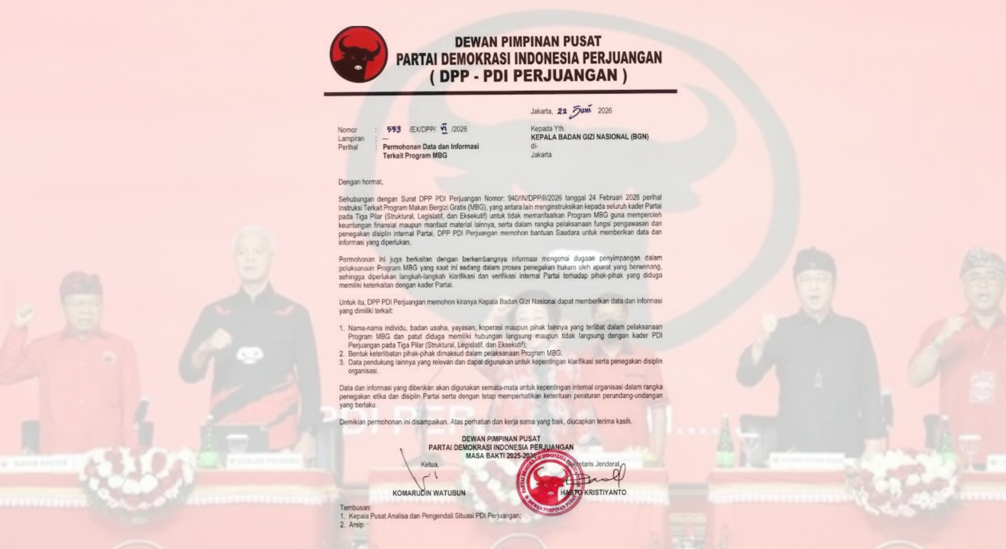 PDIP Minta BGN Buka Data Kader yang Diduga Terlibat Proyek MBG, Hasto: Kami Ingin Lakukan Koreksi Internal