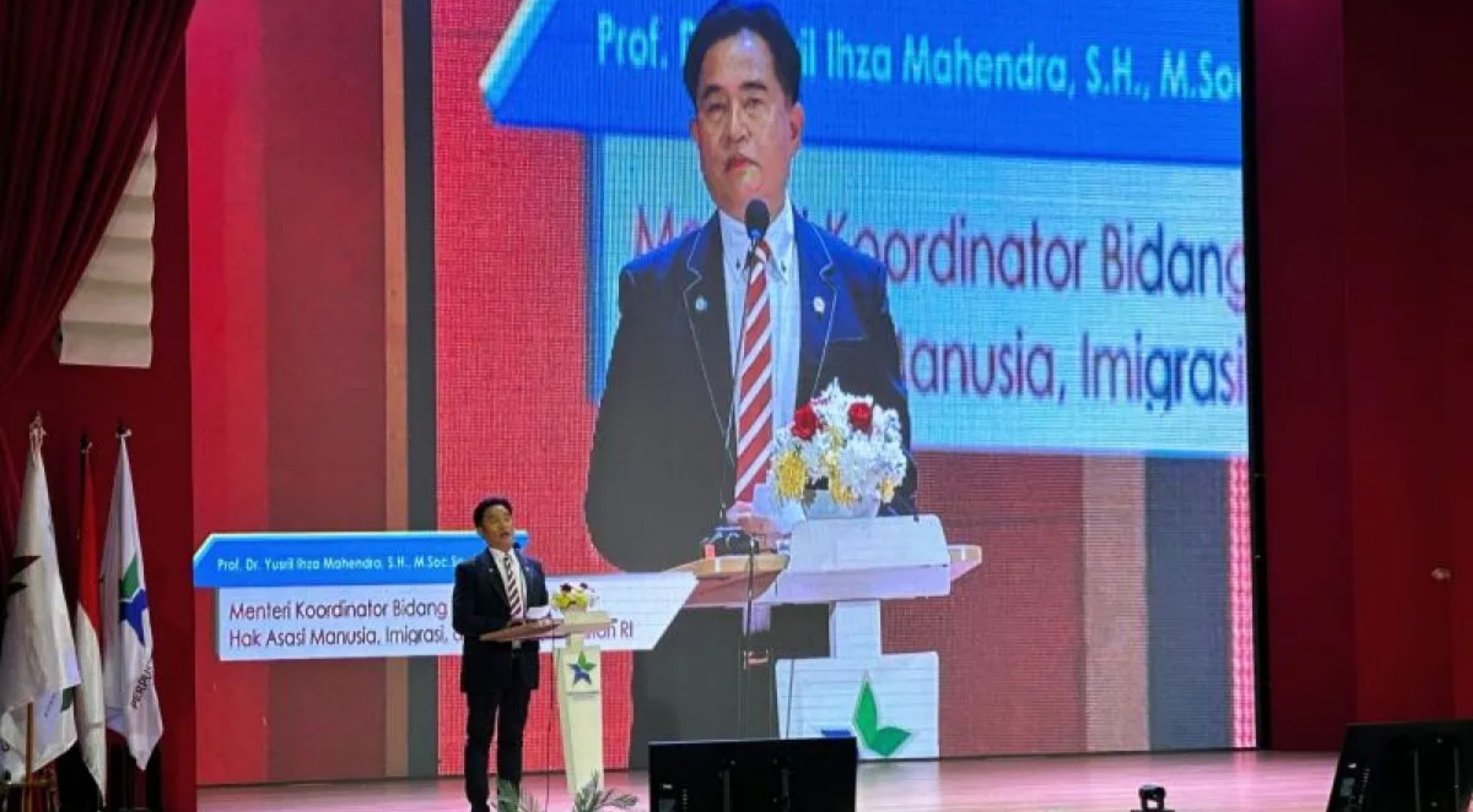 Menteri Koordinator Bidang Hukum, HAM, Imigrasi, dan Pemasyarakatan Yusril Ihza Mahendra dalam acara BJ Habibie Memorial Lecture Ke-5, di Jakarta pada Rabu, 2 September 2026. (IDNVoice/Antara-Agatha Olivia Victoria)