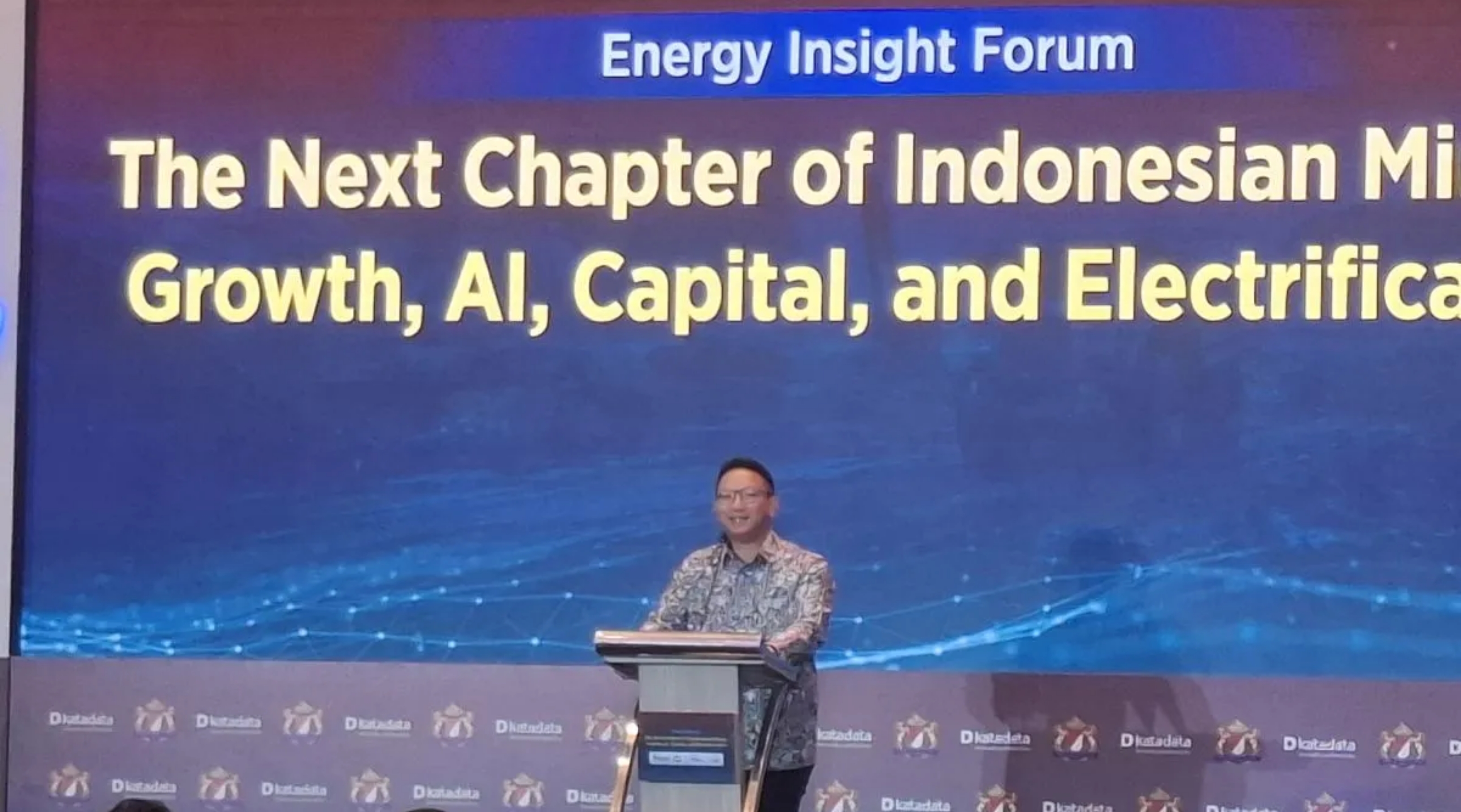 Wakil Ketua Umum Kamar Dagang dan Industri (Kadin) Indonesia Bidang Energi dan Sumber Daya Mineral Aryo Djojohadikusumo menyampaikan sambutan dalam Energy Insights Forum di Jakarta pada Rabu, 9 September 2026. (IDNVoice/Antara Foto)