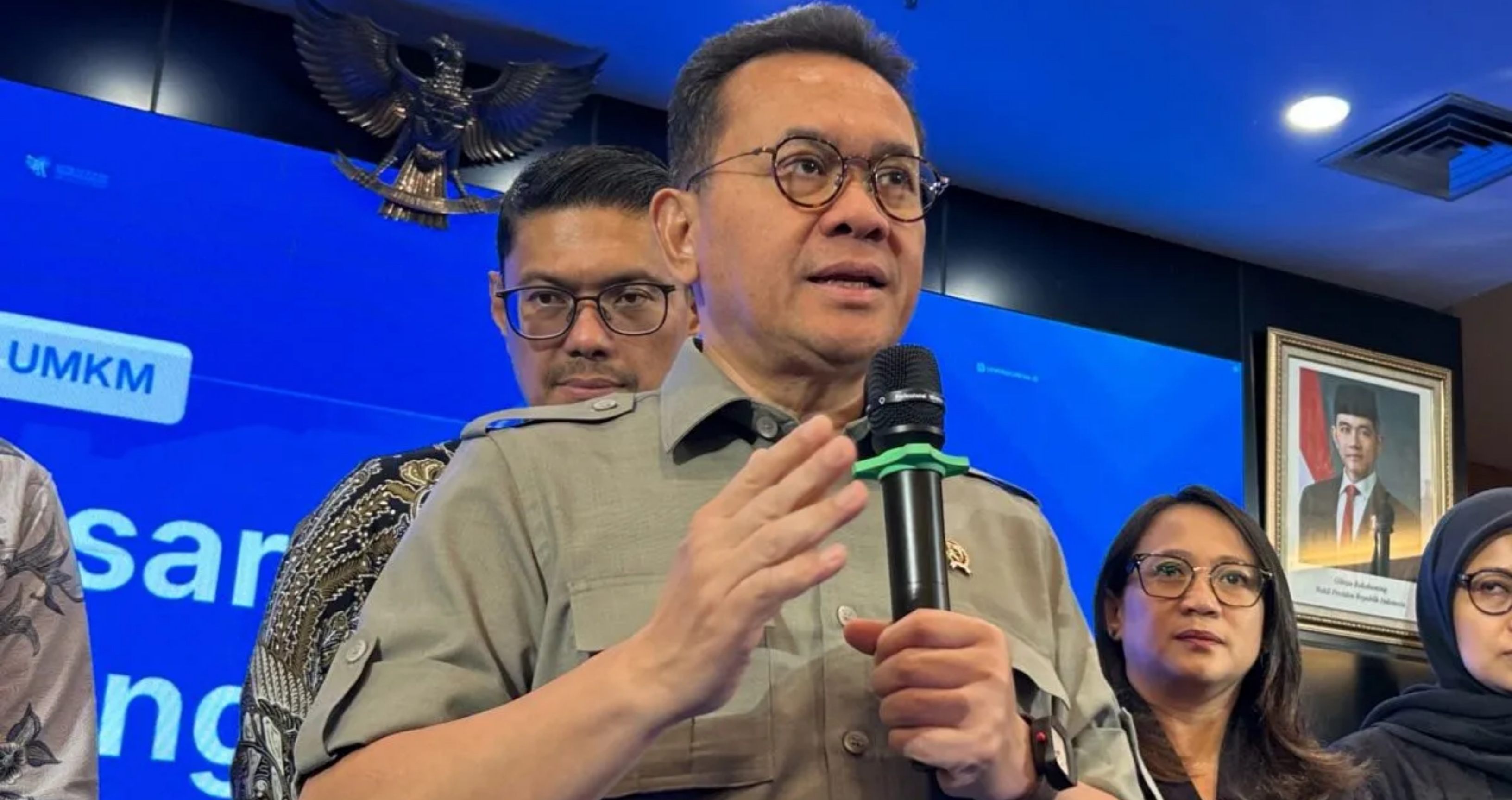 Menteri Perdagangan (Mendag) Budi Santoso memberikan keterangan media di Kantor Kementerian Perdagangan, Jakarta pada Rabu, 9 September 2026. (IDNVoice/Antara Foto)