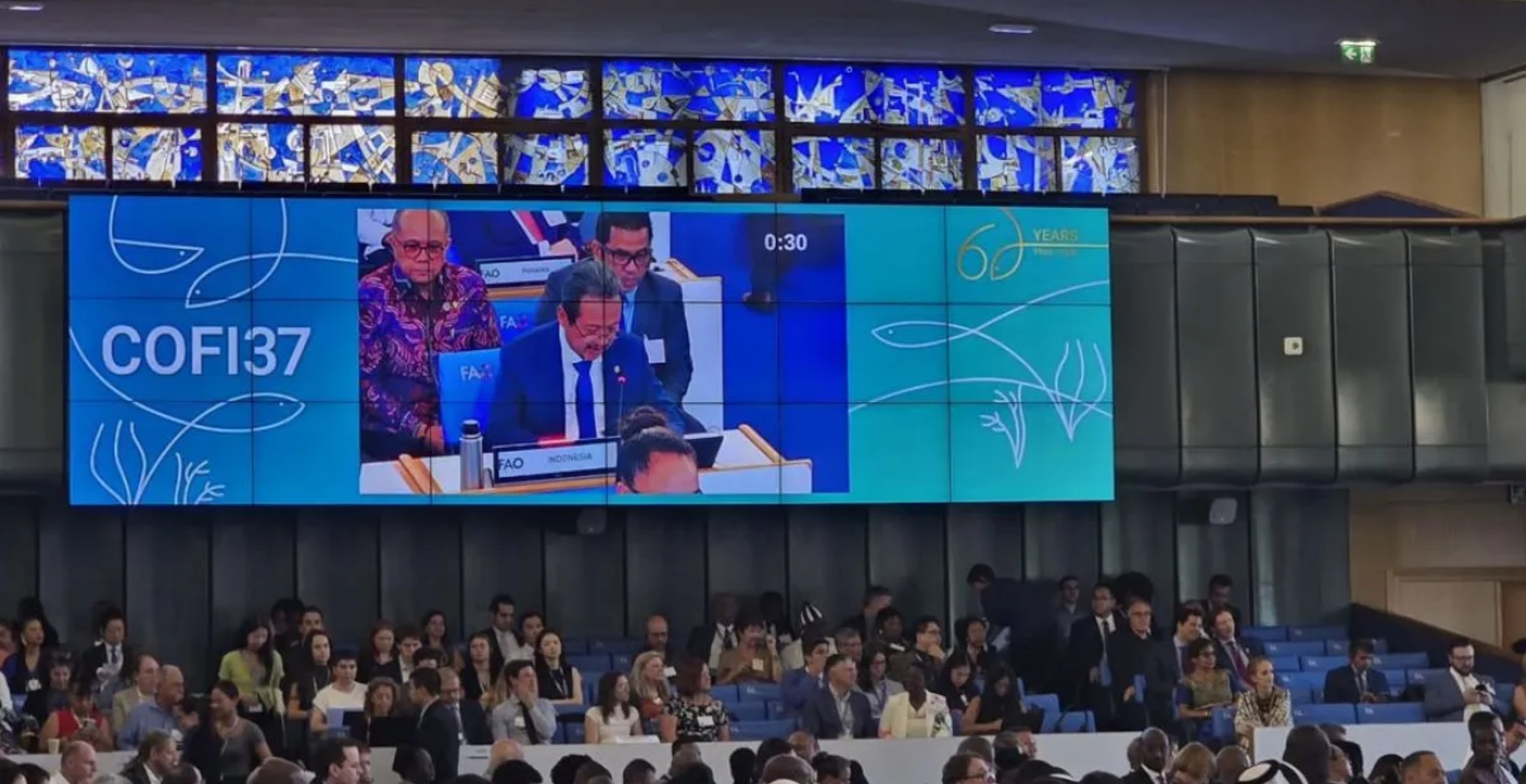 Menteri Kelautan dan Perikanan Sakti Wahyu Trenggono berbicara dalam Sidang ke-37 Komite Perikanan Organisasi Pangan dan Pertanian Perserikatan Bangsa-Bangsa (FAO Committee on Fisheries/COFI) di Roma, Italia pada Senin, 7 September 2026. (IDNVoice/KKP)